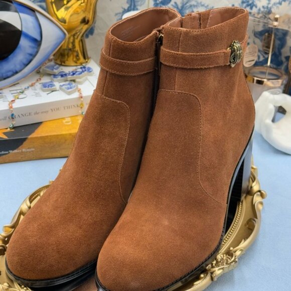 🆕 KURT GEIGER LONDON 🧿 NIB Shoreditch Block Ankle Boot, Tan Suede Sz39 US 8.5 - Picture 8 of 16
